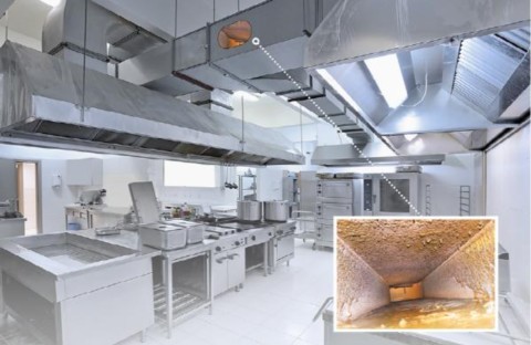 Contaminazioni e residui organici impianto aspirazione cucina industriale